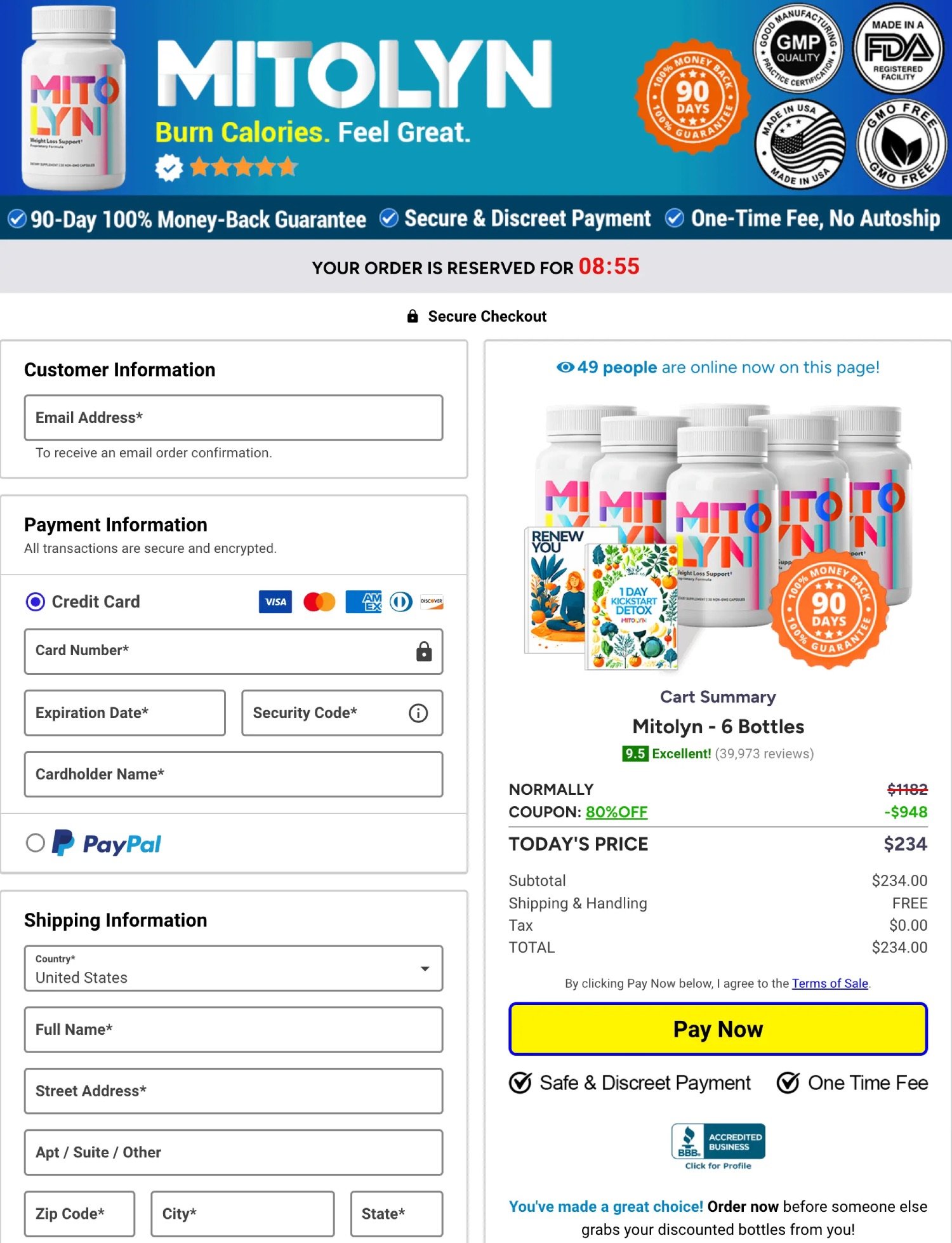 Secure payment options available for Mitolyn purchase
